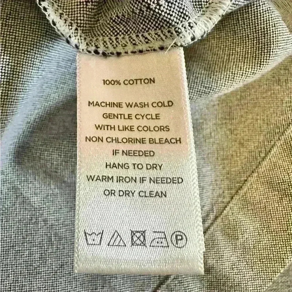 Lilla P Gray Cotton Shift Shirt Dress Size S Collared V Neck 3/4 Sleeve - Picture 7 of 11